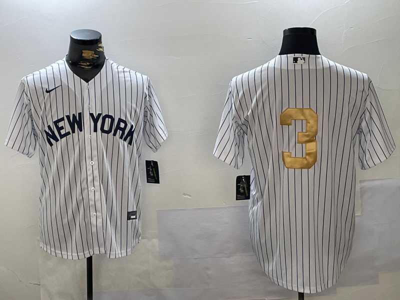 Mens New York Yankees #3 Babe Ruth White Pinstripe Without Name Fashion Cool Base Jersey